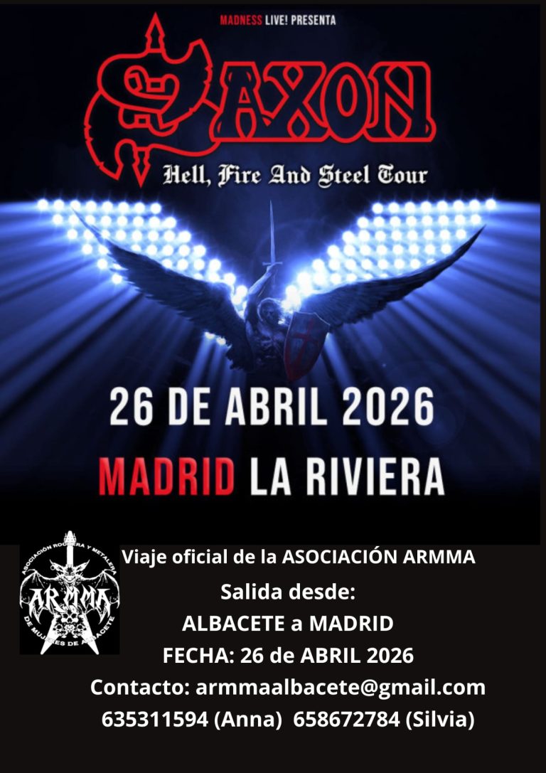 Viaje 26 de abril a Madrid a ver a Saxon.