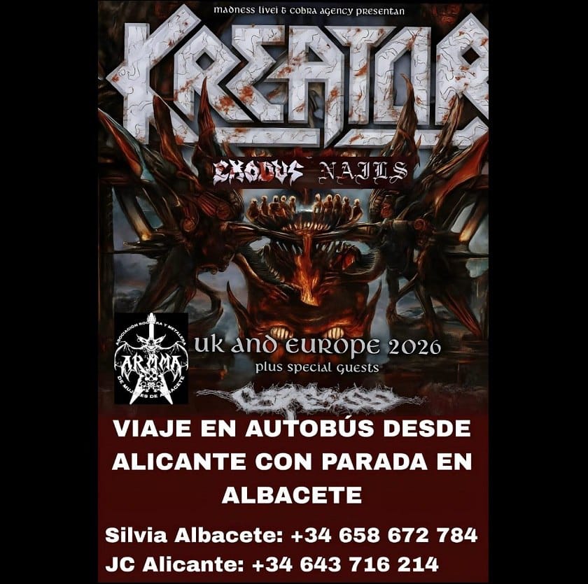 Viaje Kreator 22 de marzo en Madrid